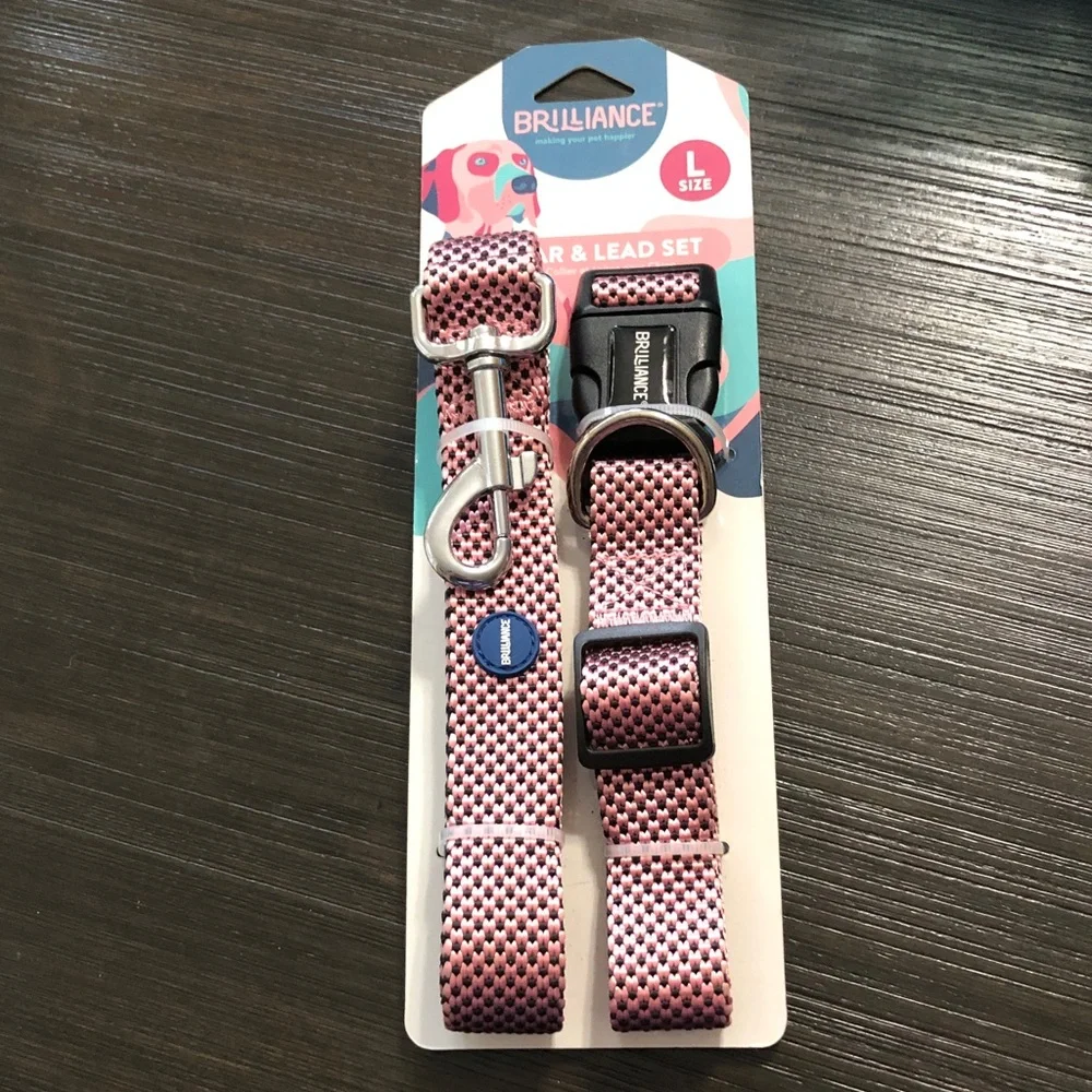 Pink Large Dog Collar & Lead Set